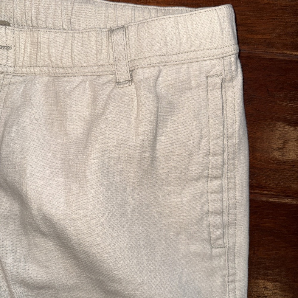Paradise  Collection Pants Linen Blend Pants Straight Leg Cream Sz Medium 34x31 - Picture 3 of 8